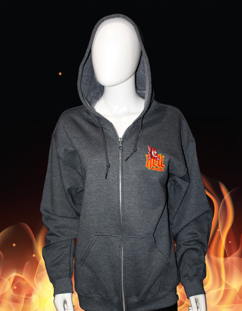 Embroidered Devil Hell, Michigan Full-Zip Hoodie (Choice of Colors)